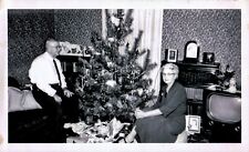Vintage Old Photo Elderly Man Woman TV Christmas at Parsonage COLLAMER Indiana picture
