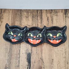 Big Grin Black Cat Trio Tidbit Tray Retired 2010 Department 56 Time to Celebrate picture