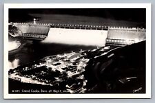 RPPC Postcard Grand Coulee Dam Aerial Night View Washington c1940s Sawyers's UNP picture