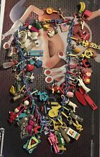 Vintage 80s Kids Plastic Bell Charm Necklace Over 50 Charms  picture