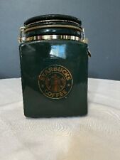 Vintage Starbucks Forest Green and Gold Coffee Bean Canister 8