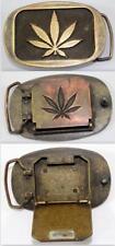 Vintage Marijuana Cannabis Leaf Belt Buckle w/ Secret Stash Compartment picture