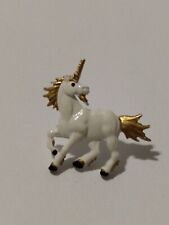 Small White Unicorn Gold Tone Accents Tack Pin picture
