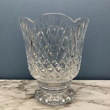 Vtg Waterford Crystal Footed Pedestal Glass Scalloped Diamond Fan Urn Vase 7.25h picture