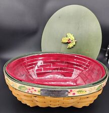 Longaberger 2011 Green Christmas Holly Berry Basket+Lid Holly Knob+Prot+Liner picture