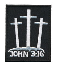 JOHN 3:16  THREE CROSSES CHRISTIAN IN GOD HOOK MORALE PATCH picture