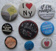 9 Vintage Pinback ButtonS FIRST NIGHT 1990 applejam I LOVE NY instant a-hole 999 picture