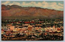 View Of Tucson AZ From A Mountain Linen Postcard picture