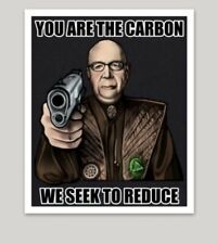 Klaus Schwab Great Reset Stickers Lot 10 PACK YOU ARE CARBON THEY SEEK TO REDUCE picture