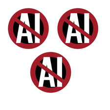 3 Ban AI Stickers 2.5" Cool Round Anti Data Center Artificial Intelligence picture