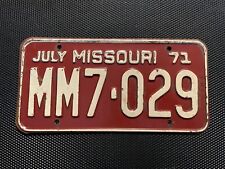 MISSOURI LICENSE PLATE 1971 JULY MM7 029 picture