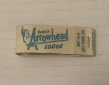Vintage Jordan’s Arrowhead Lodge Mini Matchbook Full Unstruck Ad Souvenir picture