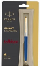 Parker Galaxy Standard GT Gold Trim Ball Point Pen Blue Ink & Body  picture