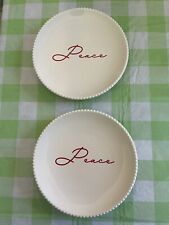 Lot Of 2 Peace Plates Red Cursive Better Homes & Gardens Appetizer Round Holiday picture