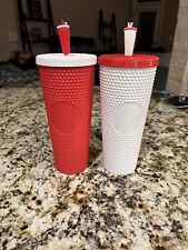 Starbucks Red & White Independence Day Studded Tumbler Pair, Rare, HTF picture