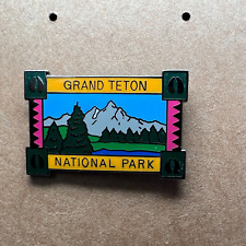 Vintage Lapel Pin Grand Teton National Park Wyoming Mountains Enamel Metal Pin picture
