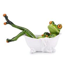 Creative Craft Resin Frog Figurine Decor, Lying in The Bathtub Frog Sculpture... picture