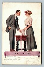 James Montgomery Flagg-Romance Beautiful Woman Man Staring 1910 Old Postcard picture