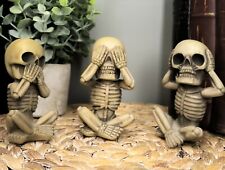 Ebros Gothic Whimsical See Hear Speak No Evil Baby Skeletons Statue Set Of 3 picture