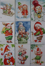 9psc set Christmas post greetings cards Inga Izmaylova SmG Pigs 6