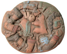 Mexican Clay Pottery Wall Plaque Aztec Moon Goddess Coyolxauhqui Columbian Style picture
