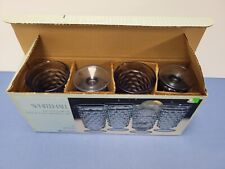 Vintage Indiana Glass Whitehall Cubist  Footed Tumbler 4 pc Set Regal Blue 14 oz picture