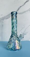 LARGE Emerald Iridescent Bong Hookah Water Pipe Smoking Beaker Base Glass picture
