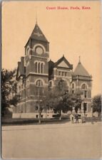 Vintage PAOLA, Kansas Postcard MIAMI COUNTY COURT HOUSE / Street View c1910s picture