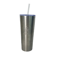 Starbucks 24 oz. Stainless Steel Silver Siren Cold Cup Tumbler w/ Straw -cracked picture