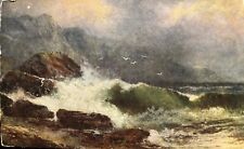 Ocean Waves Rocky Waves Postcard West Coast Painting Antique  picture