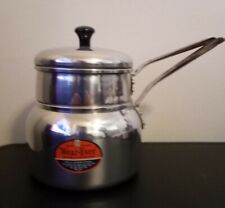 Vintage 1950s Wear-Ever 3 Pc Double Boiler Pot w/Lid Aluminum #1331 picture