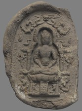 Real Tibet 12th Century Antique Buddhist Clay Tsa Tsa Sakyamuni Buddha Statue picture