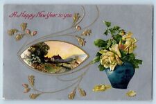 Dekalb Illinois IL Postcard New Year Roses Flowers Winsch Back Embossed 1910 picture