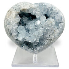 Natural Heart Shaped Celestite Gemstone Crystal Cluster Geode Specimen 2.4 Lb picture