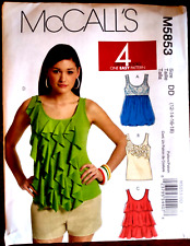 McCall's M5853 Size 12-18 Sewing Pattern UNCUT Knit Top Sleeveless Flounces Easy picture