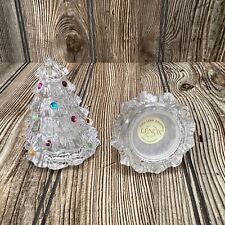 Lenox Christmas Tree Salt & Pepper Set Full Lead Crystal Jeweled Made in Germany picture