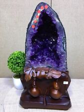 55LB TOP Natural Amethyst geode quartz cluster crystal piont mineral+stand picture