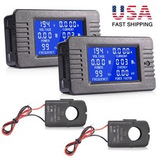 2x AC Multimeter 100A/260V Voltmeter Current Meter Energy Monitor LCD Display Ki picture