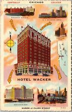 Chicago IL-Illinois, Hotel Wacker, Compass, Antique, c1943 Vintage Postcard picture