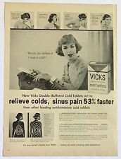 1958 Vicks Cold Tablets Vintage Print Ad Double Buffered Secretary Typewriter picture
