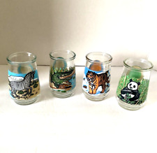 Lot 4 Vtg Welchs Jelly Jar Glasses WWF Panda Crocodile Tiger Zebra Endangered picture