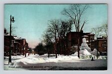 Detroit MI-Michigan, Winter Scene On Washington Boulevard, Vintage Postcard picture