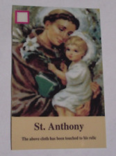 Vtg Coated relic pocket prayer card St Anthony of Padua patron lost articles picture