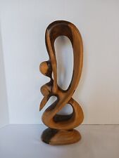 VTG. Mid Century WOOD SCULPTURE CARVING CUBISM MODERNISM ABSTRACT Couple DOM REP picture