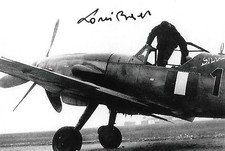 Loris Baldi signed/auto 4x6 photo Italian Ace WW II 5 Victories Rare COA LOOK picture