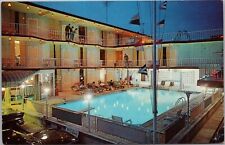 Wildwood Crest, New Jersey Postcard FLAGSHIP BEACH MOTEL Pool View Night c1960s picture