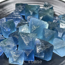 100g Mix Size Natural Blue Fluorite Octahedron Quartz Crystal Mineral Specimen picture