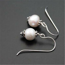 9-10mm white Baroque pearl earrings Silver Hook jewelry classic elegant noble picture