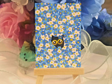 ACEO  Original  Cute  Flower Cat 2  Acrylic  2.5" x 3.5"  Jess-Sketch  ATC  OOAK picture