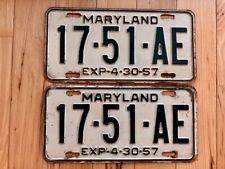 Pair of 1957 Maryland License Plates picture